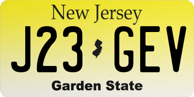 NJ license plate J23GEV