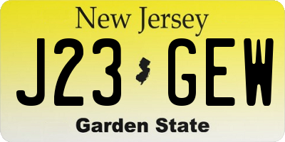 NJ license plate J23GEW