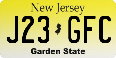 NJ license plate J23GFC