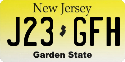 NJ license plate J23GFH