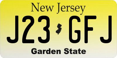 NJ license plate J23GFJ
