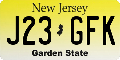 NJ license plate J23GFK