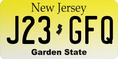 NJ license plate J23GFQ