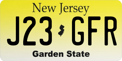 NJ license plate J23GFR