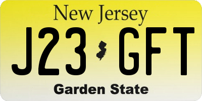 NJ license plate J23GFT