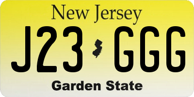 NJ license plate J23GGG