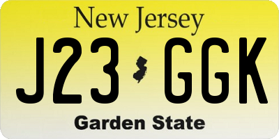 NJ license plate J23GGK