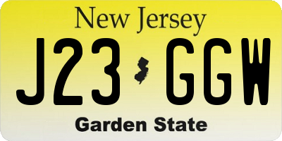 NJ license plate J23GGW