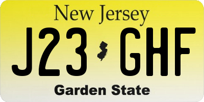 NJ license plate J23GHF