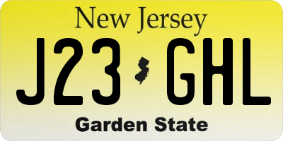 NJ license plate J23GHL