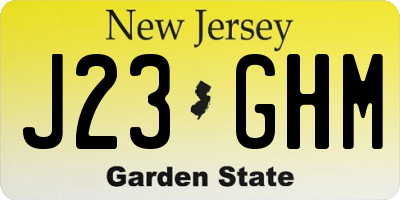 NJ license plate J23GHM