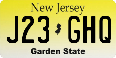 NJ license plate J23GHQ