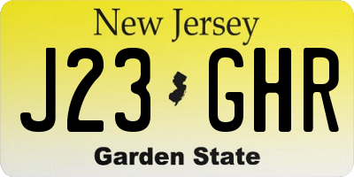 NJ license plate J23GHR