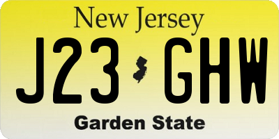 NJ license plate J23GHW