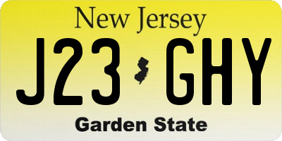 NJ license plate J23GHY