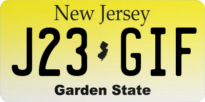 NJ license plate J23GIF