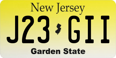 NJ license plate J23GII