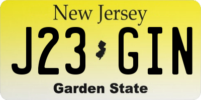 NJ license plate J23GIN