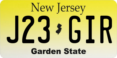 NJ license plate J23GIR