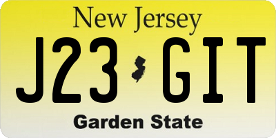 NJ license plate J23GIT
