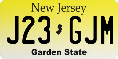NJ license plate J23GJM