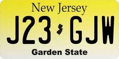 NJ license plate J23GJW
