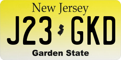 NJ license plate J23GKD