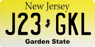 NJ license plate J23GKL