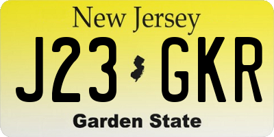 NJ license plate J23GKR