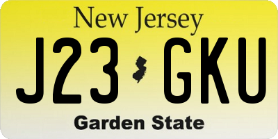 NJ license plate J23GKU
