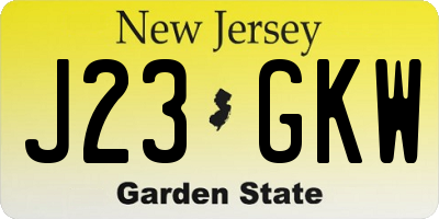 NJ license plate J23GKW