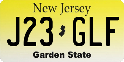 NJ license plate J23GLF