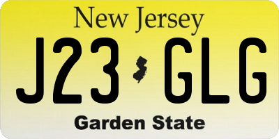 NJ license plate J23GLG