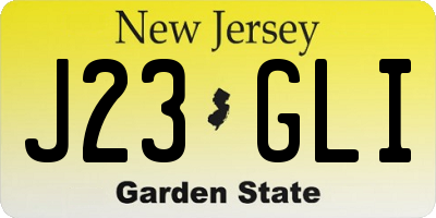 NJ license plate J23GLI
