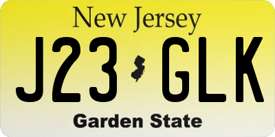 NJ license plate J23GLK