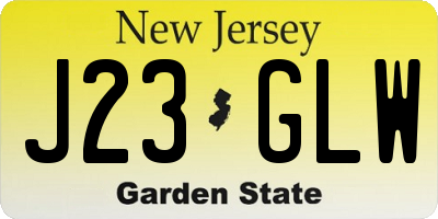 NJ license plate J23GLW
