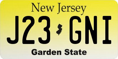 NJ license plate J23GNI
