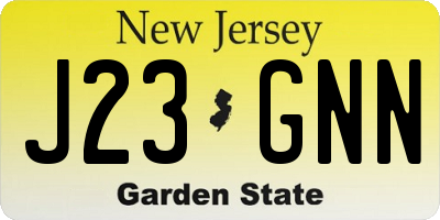 NJ license plate J23GNN