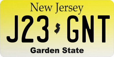 NJ license plate J23GNT