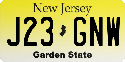 NJ license plate J23GNW