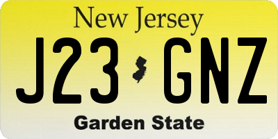 NJ license plate J23GNZ