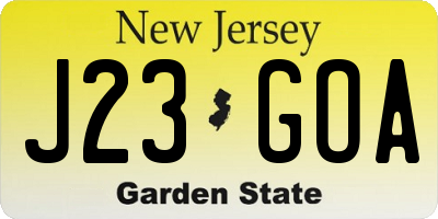 NJ license plate J23GOA