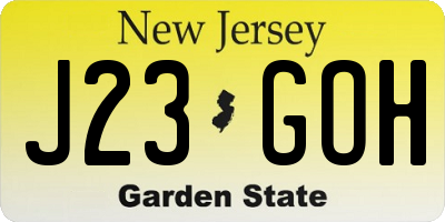 NJ license plate J23GOH