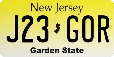 NJ license plate J23GOR