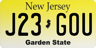 NJ license plate J23GOU