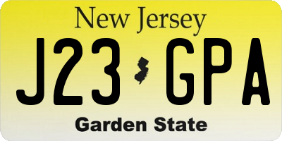 NJ license plate J23GPA