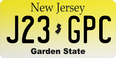 NJ license plate J23GPC