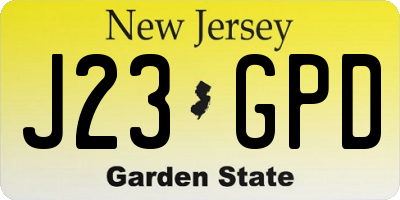 NJ license plate J23GPD
