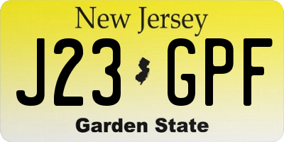 NJ license plate J23GPF