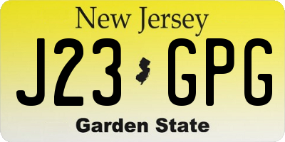 NJ license plate J23GPG